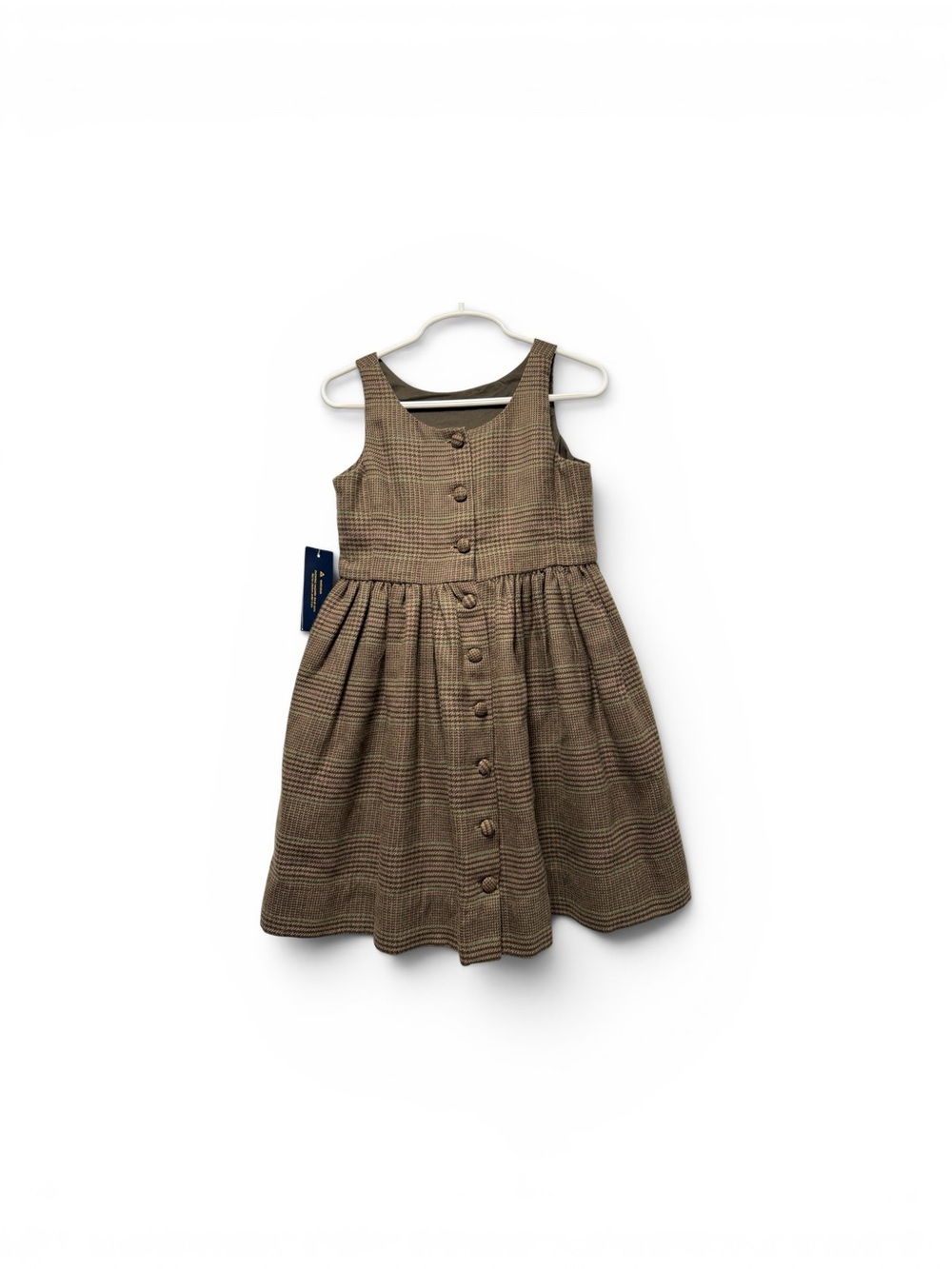 NWT Polo Ralph Lauren Girls Size 5 Brown Glen Plaid Sleeveless Fit & Flare Dress